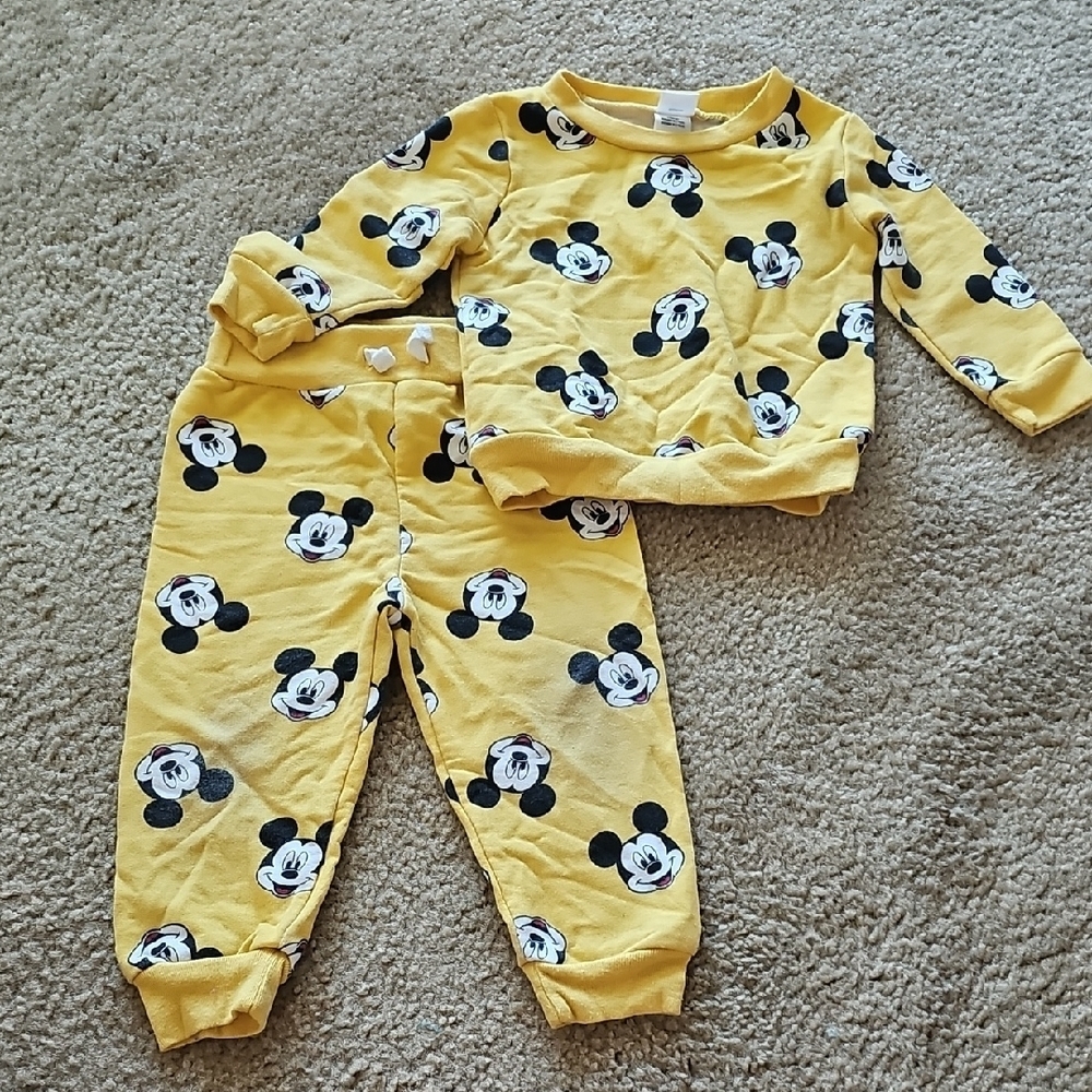 Disney Mickey Mouse Yellow Sweatshirt and Jogger Set 12M